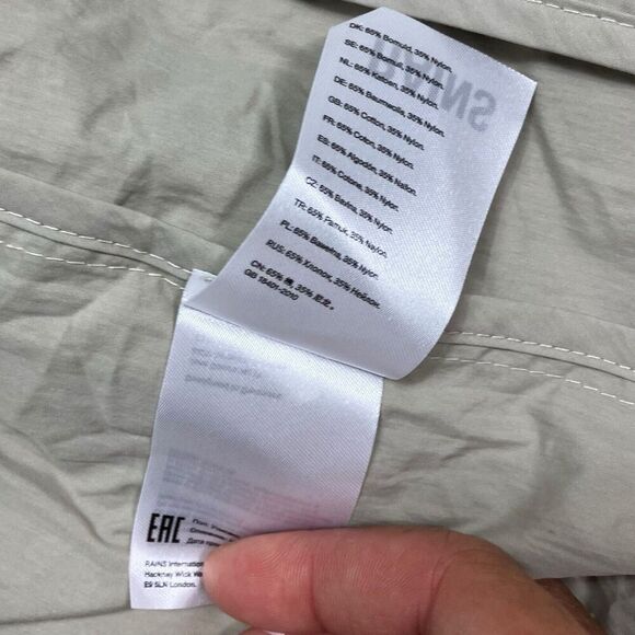 Rains Jacket WMNS XL Cement Full Zip Collar 18690 Woven Athletic Shirt Pockets - Picture 11 of 14